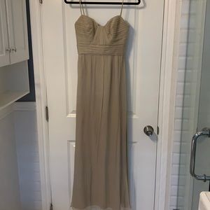 Amsale crepe silk champagne bridesmaid dress G533C size 0 zero